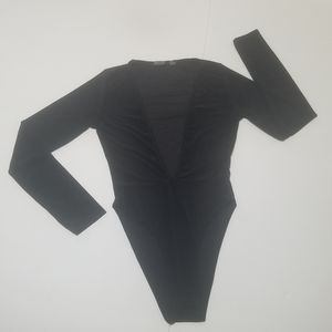 Nasty gal long sleeve deep v-neck bodysuit